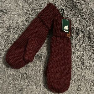 Roots Olivia Maroon Knit Mittens